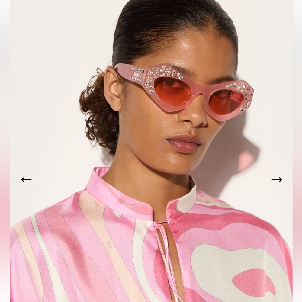 NEW Emilio PUCCI Limited Edition Pink Crystal Embellished Cat Eye Sunglasses - Picture 2 of 16